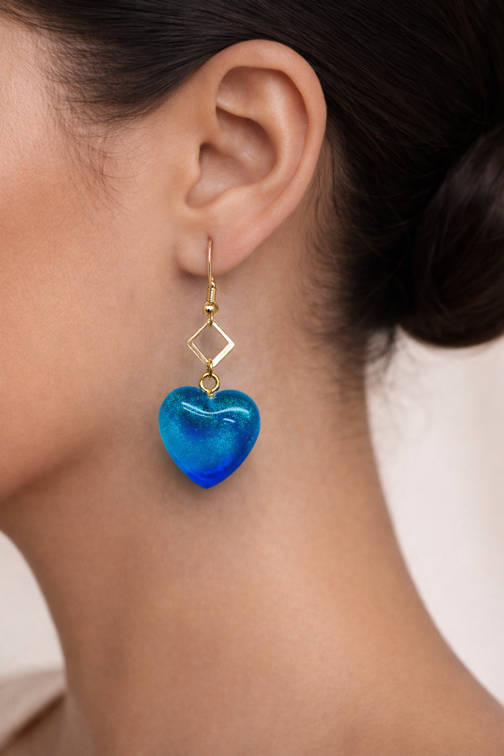 Boucles d’oreilles Cœur Bleu