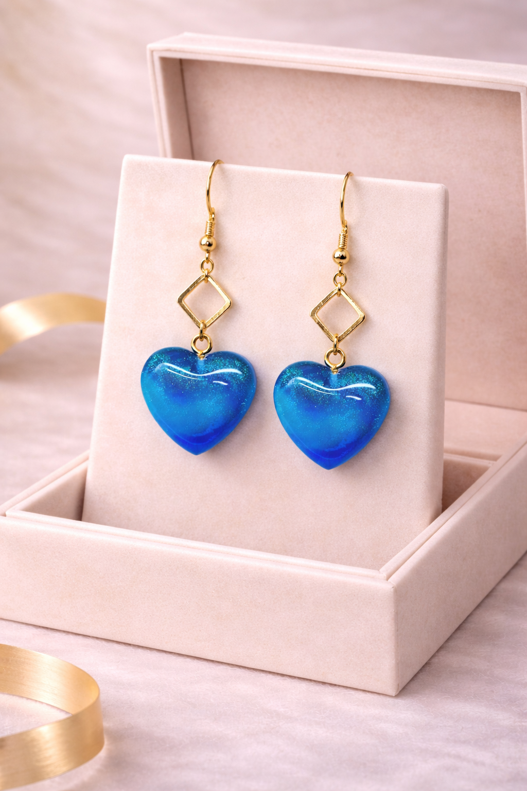 Boucles d’oreilles Cœur Bleu