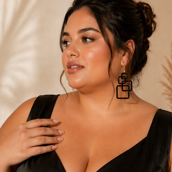 Boucles d'oreilles Graphique - Noir Élégance