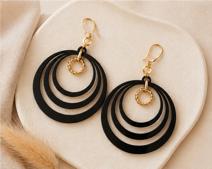 Boucles d'oreilles Aura - Noir Élégance