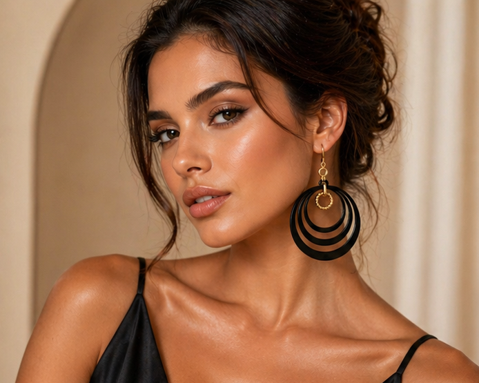 Boucles d'oreilles Aura - Noir Élégance