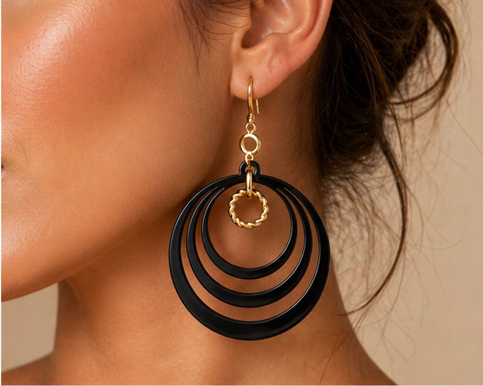 Boucles d'oreilles Aura - Noir Élégance