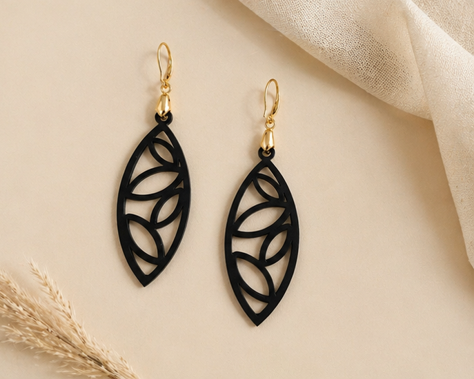 Boucles d'oreilles Éclipse - Noir Élégance