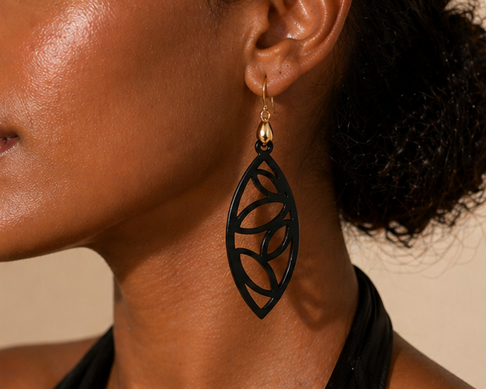 Boucles d'oreilles Éclipse - Noir Élégance