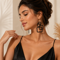 Boucles d'oreilles Graphique - Noir Élégance