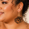 Boucles d'oreilles Rose Graphique - Noir Élégance